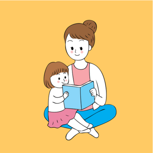 子供とママがプログラミングの本を一緒に読む